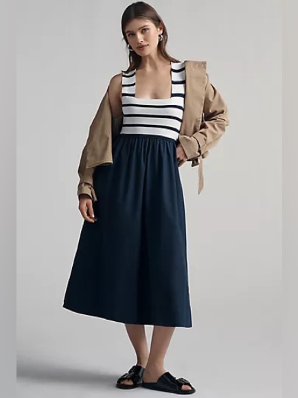 Anthropologie Maeve Sleeveless Crossback Twofer Midi Dress